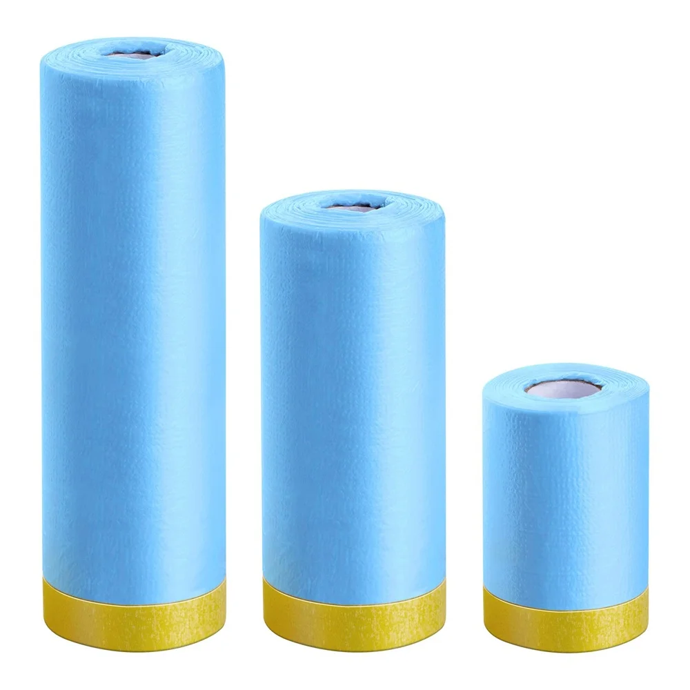 Pre-Taped Masking Film Plastic Sheeting Automotive Washi Tape No Residue Painters Plastic Drop Cloth for Painting