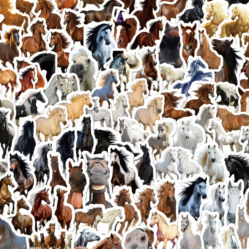 100pcsRealistic Horse Stickers Creative Decorative Desktop Planner High-Definition Stickers