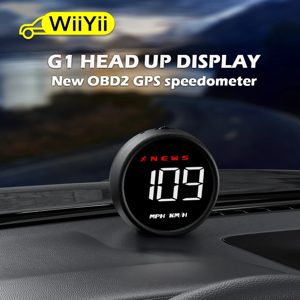 WiiYii G1 Car HUD OBD2 GPS On-board Computer Digital Head Up Display Auto Speedmeter Speed Windshield Projector For All Car 