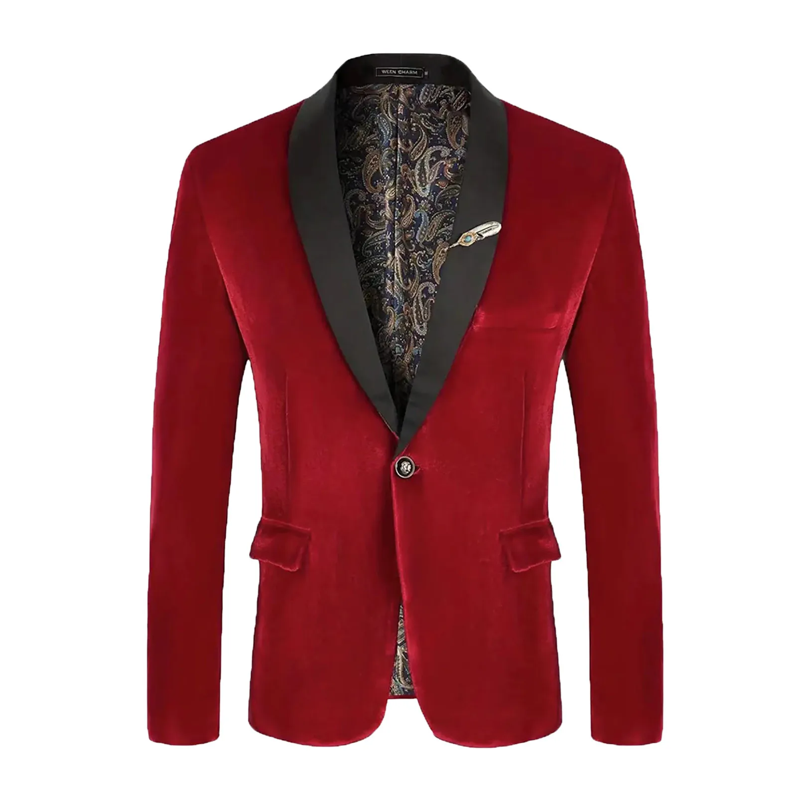 

Velvet Men Suit Banquet Wedding Suit Party Suit Bar Night Club Blazer Men Tops Bright Suit Paisley Blazer Fashion Men's Suit