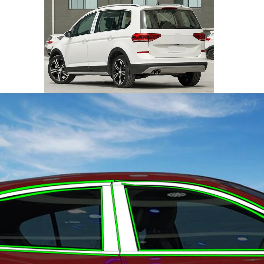 Car Sticker Garnish Pillar Window Middle Strip Trim Frame Hoods For VW Volkswagen Touran L 2016 2017 2018 2019 2020 2021