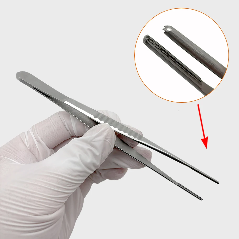 1pcs Dental DeBakey Tissue Tweezer Dissecting Forceps Tweezer straight 15 cm Surgery Dental Surgical Tweezer for Soft Tissue