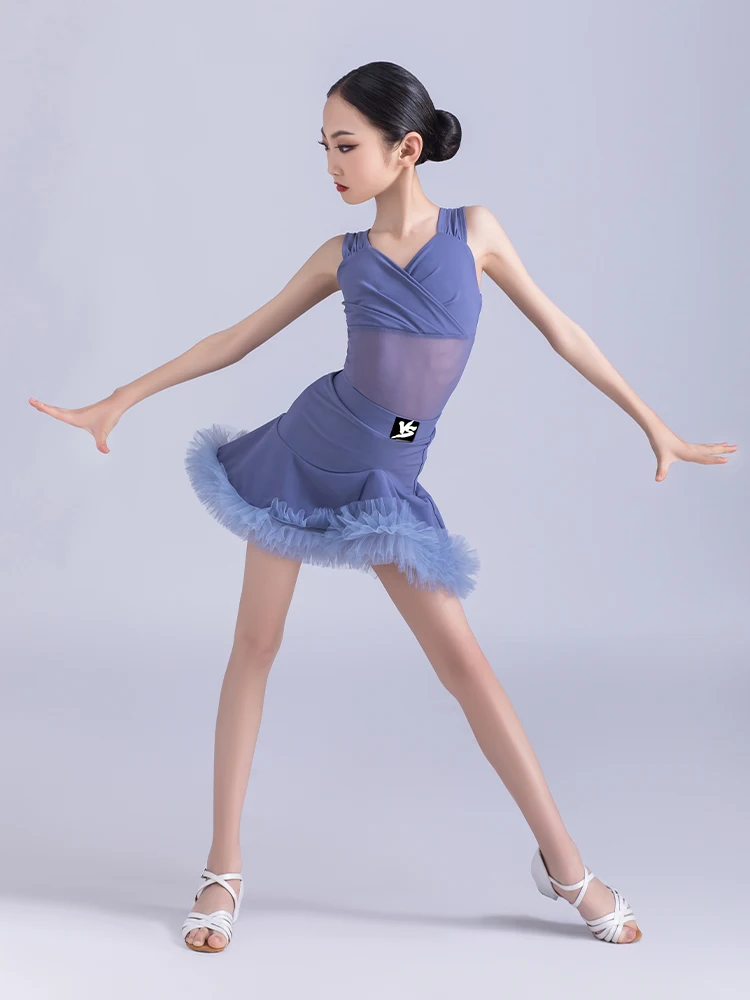 New 2025 Latin Dance Suit Children's Costume Ballroom Salsa Kids Red Tango Dresses Dancing Stage Performance Latin Dress