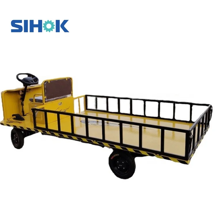 Cheap Price Four Wheels 1ton 2ton Loading Flat Bed Transfer Trolley Battery Operated Electric Flat Cart With Steering Wheel