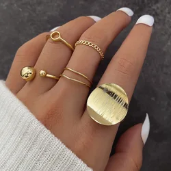 IPARAM Exaggerated Circular Disc Women's Ring Geometric Ball Hollowed  Finger Rings Set Fashion Jewelry Gifts Accessories