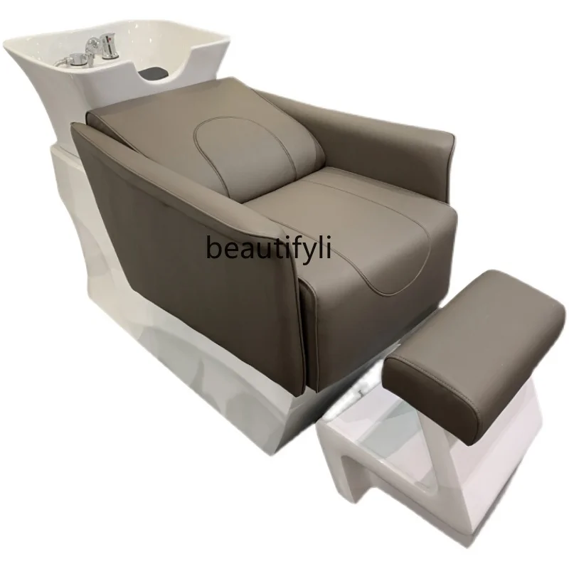 

Hair Salon Shampoo Chair Barber Shop for Hair Salon Deep Ceramic Basin Half Lying Flushing Bed