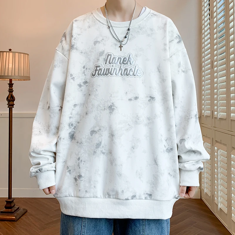 M-8XL Spring Plus Size Men's Pullover Harajuku Street Youth Outdoor Sports Top Loose Breathable Round Neck Comfortable Sweater