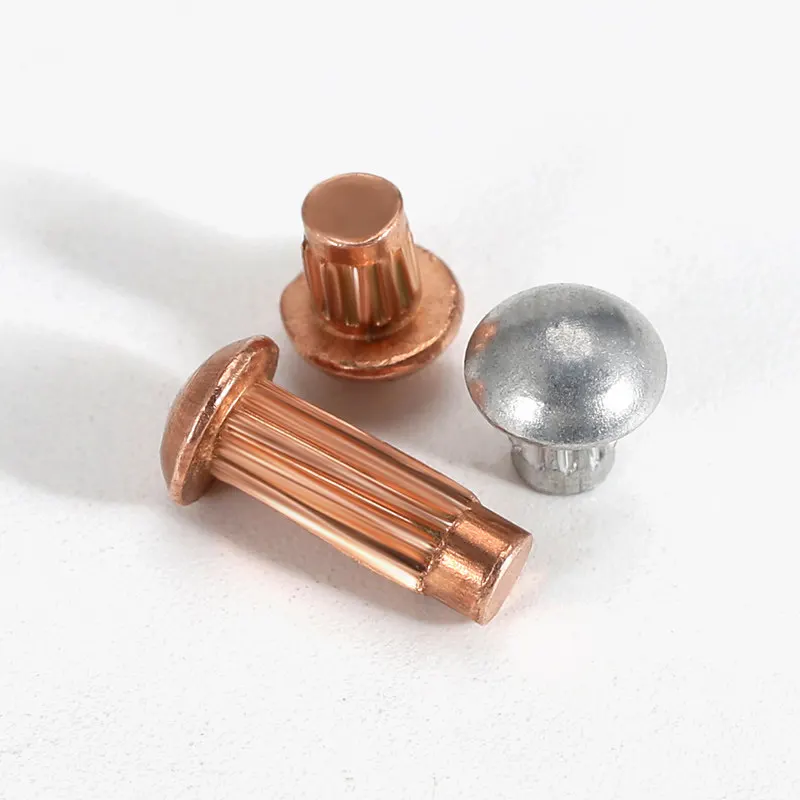 M2 M2.5 M3 M4 GB827 304/Aluminum/Red Copper Button Round Head Knurled Shank Solid Rivet for Label Name Plate Assortment Kit