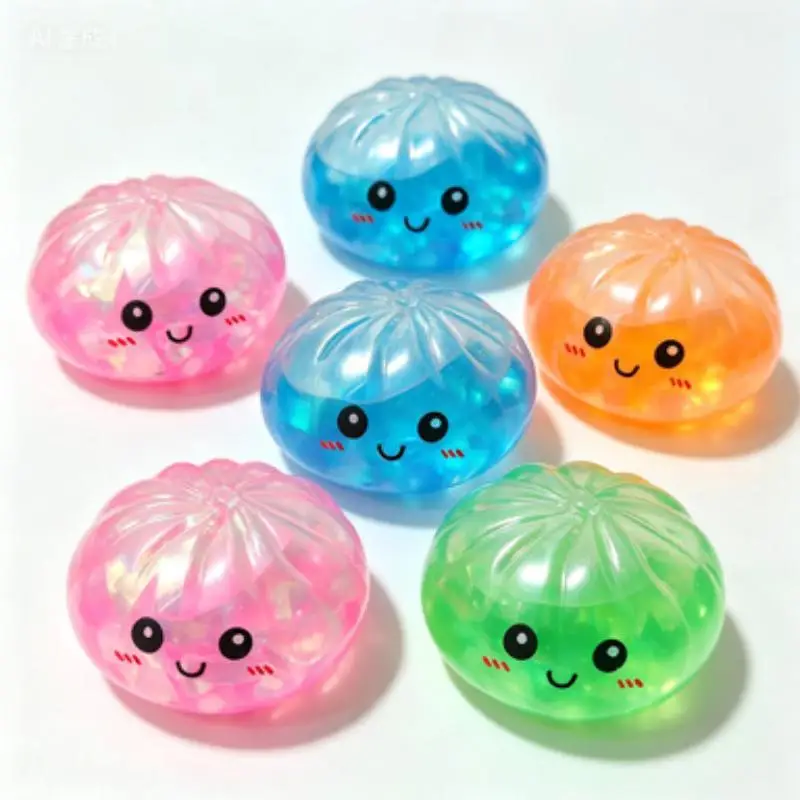 1Pcs Colorful And Shiny Dumplings Sensory Toys Glitter Dumpling Squeeze Toy Soft TPR Dough Ball For Stress Relief