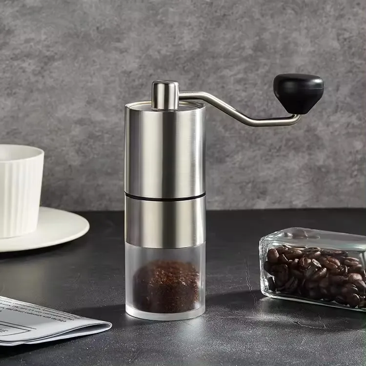 Portable Manual Coffee Grinder, Stainless Steel Hand Mill with Adjustable Burr for Fine Grind Powder