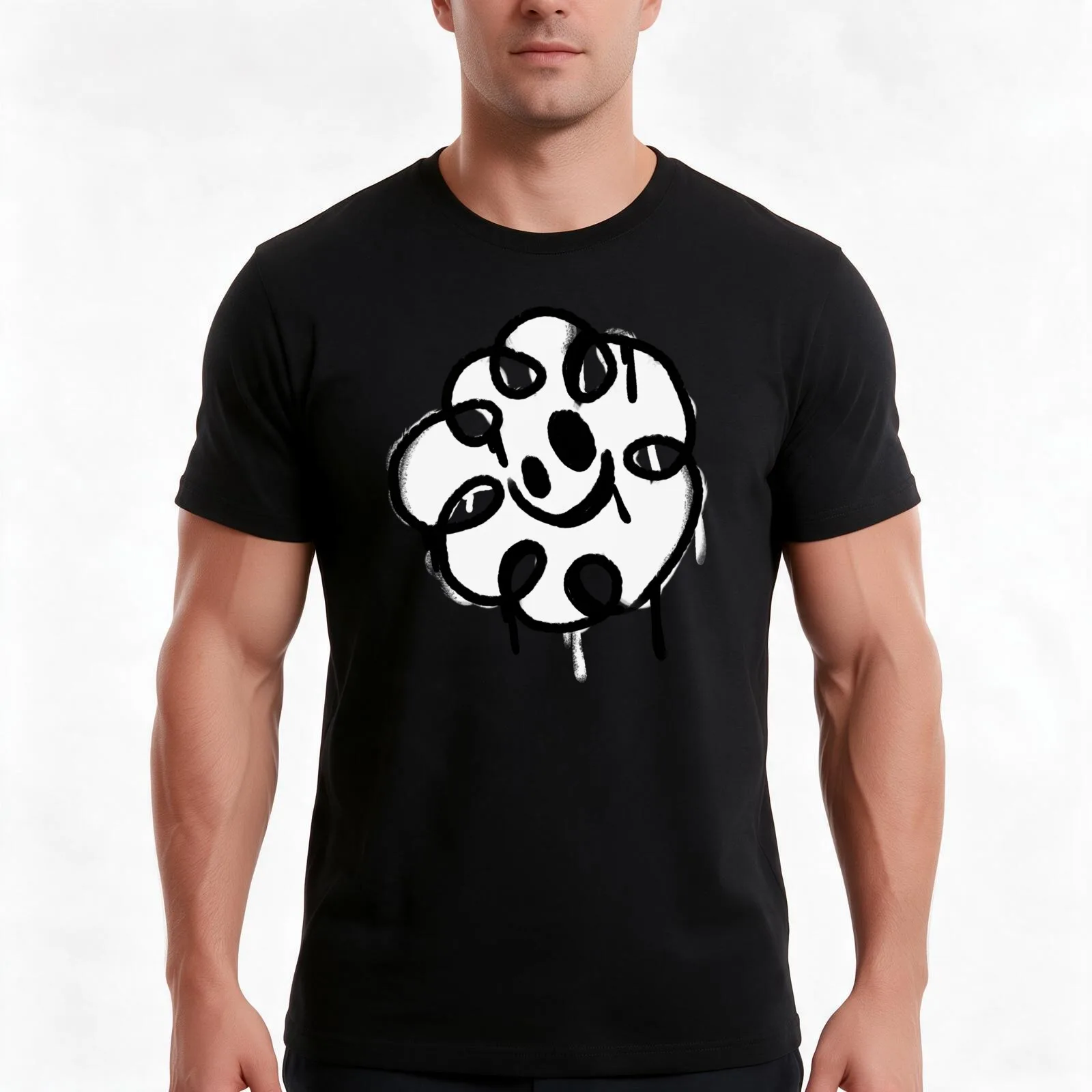 Lammy Graffiti T-Shirt, Summer Casual Cotton Tee, Oversized Streetwear Tops, Vintage Graphic Print, Loose Fit Short Sleeve