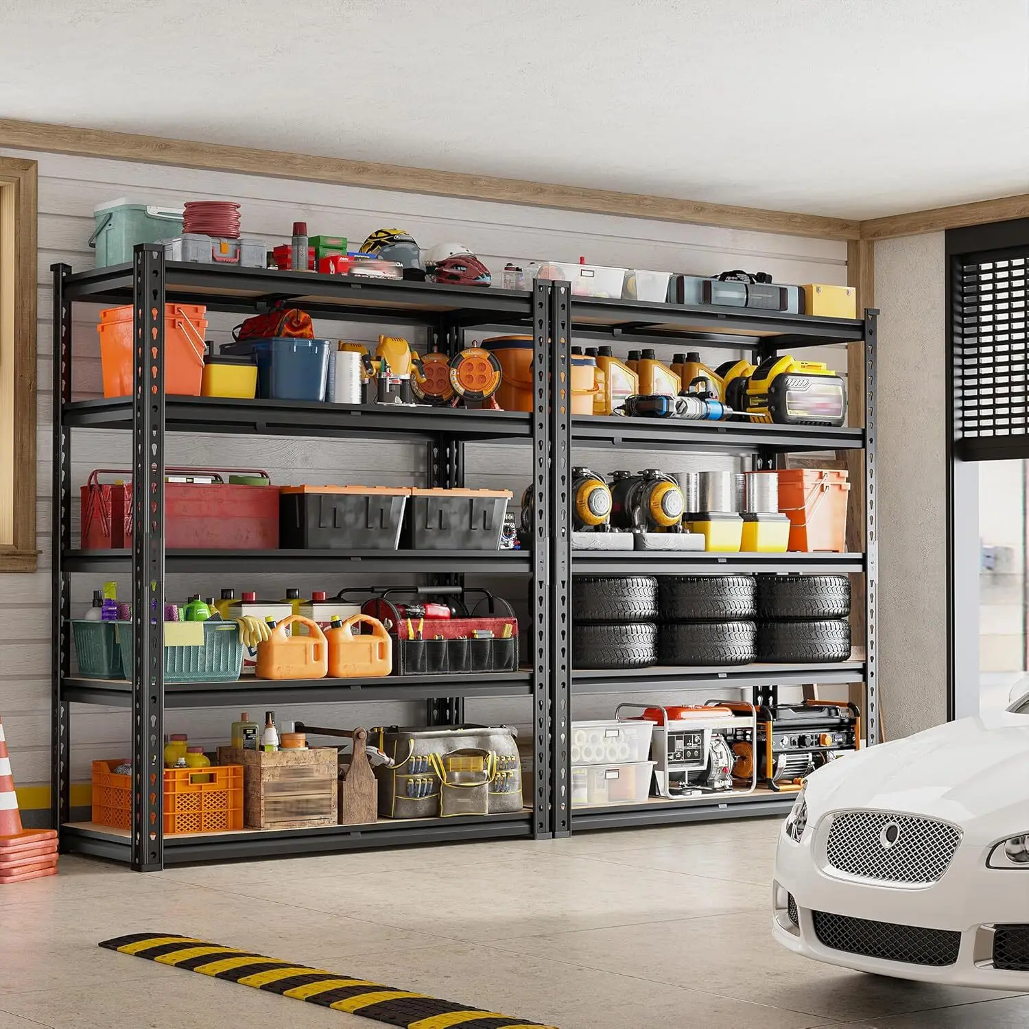 REIBII 72 بوصة، شديدة التحمل 2000 رطل، وحدة شينغ معدنية مكونة من 5 طبقات، صفائح تخزين جراج قابلة للتعديل لمخزن المستودعات الطابق السفلي