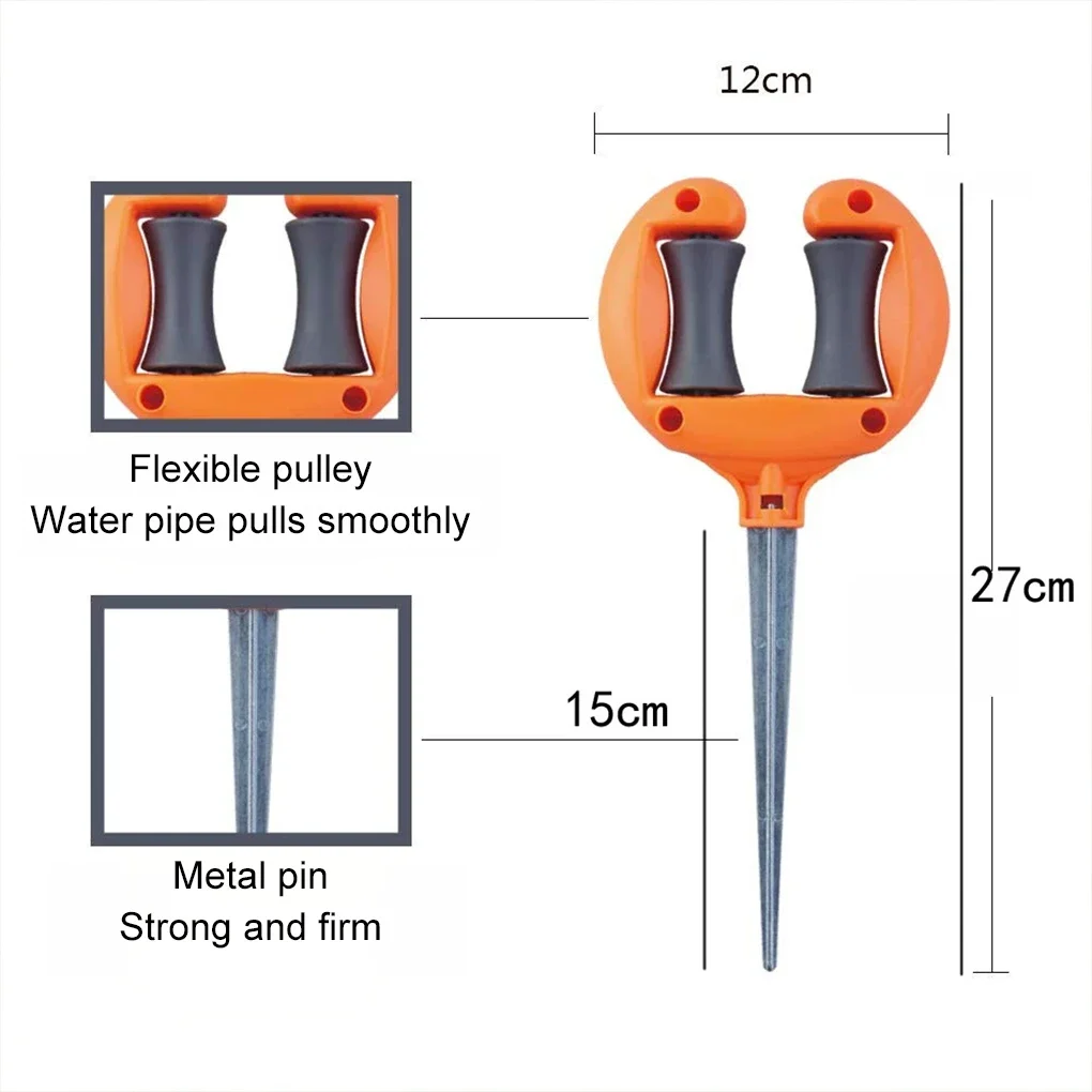 Garden Hose Guide Stake with Smooth Rollers, Heavy Duty Metal Spike, Protect Plants & Lawns from Hose Damage