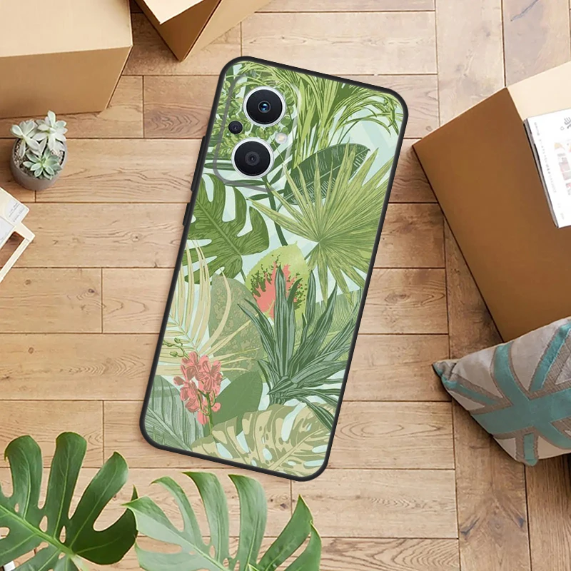 Funda de teléfono Retro con planta de hoja de plátano para OPPO Reno 14 13 12 11 F 10 Pro 8T 8 Lite OPPO Find X9 X8 X6 X5 Pro