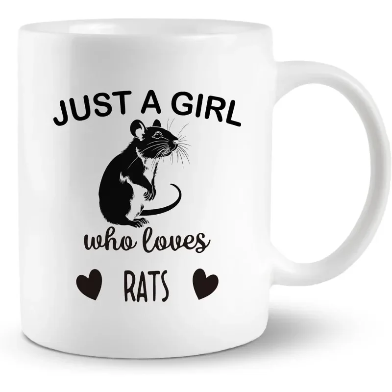 Rat Gift Coffee Mug for Lovers Tea Just A Girl Who Loves Rats Ceramic Cup Mugs for Women Girls Daughter Can Be Niu Cartoon Horse