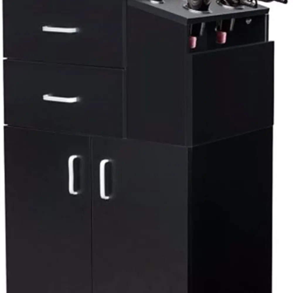 

Стильная тележка для салона с 5 точками для фена, 2 ящиками, идеально подходит для парикмахерских и парикмахерских