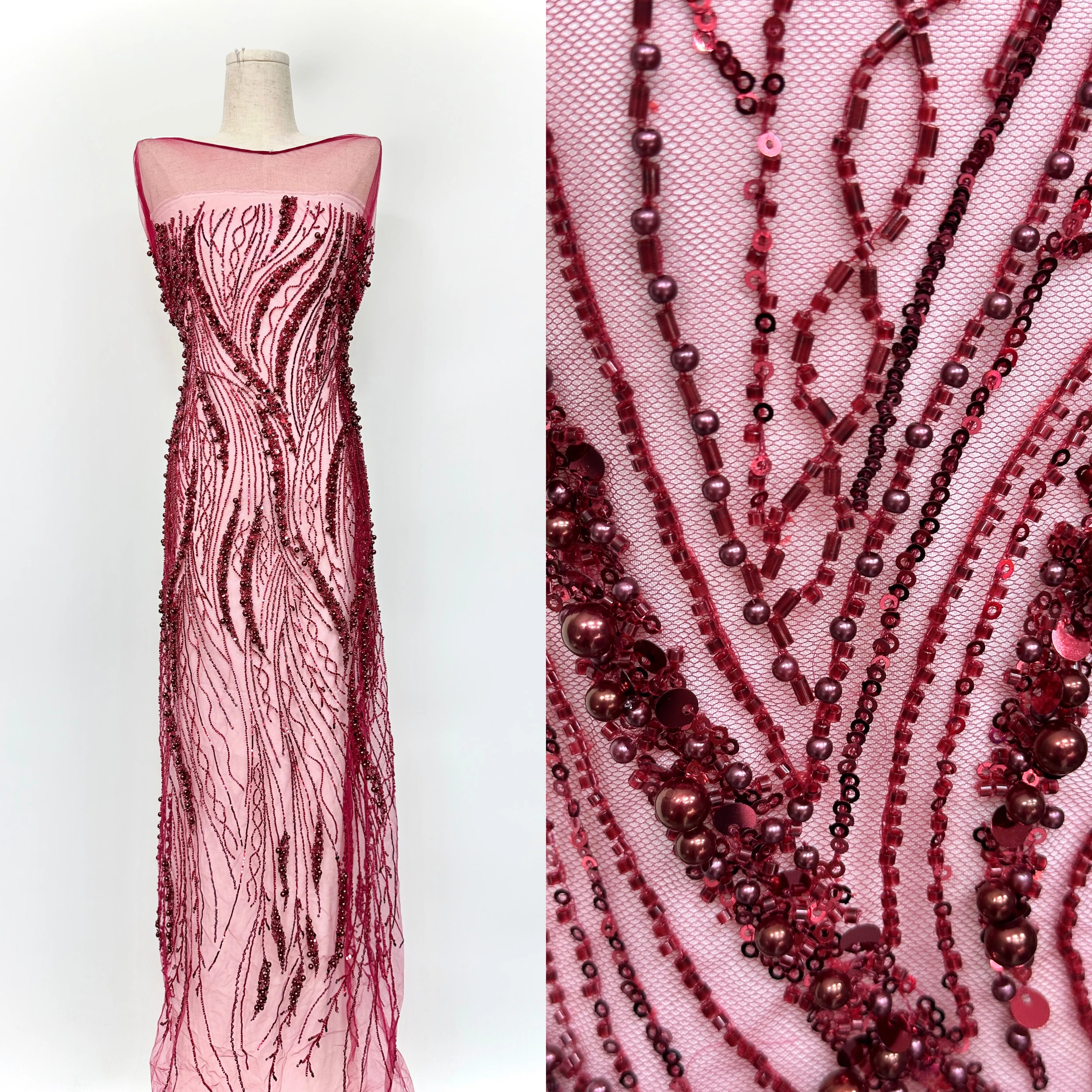 

Luxury Nigerian Tulle Net Lace Fabric with Sequins Beads High-Quality African Bridal Dress Fabric for Wedding Gowns