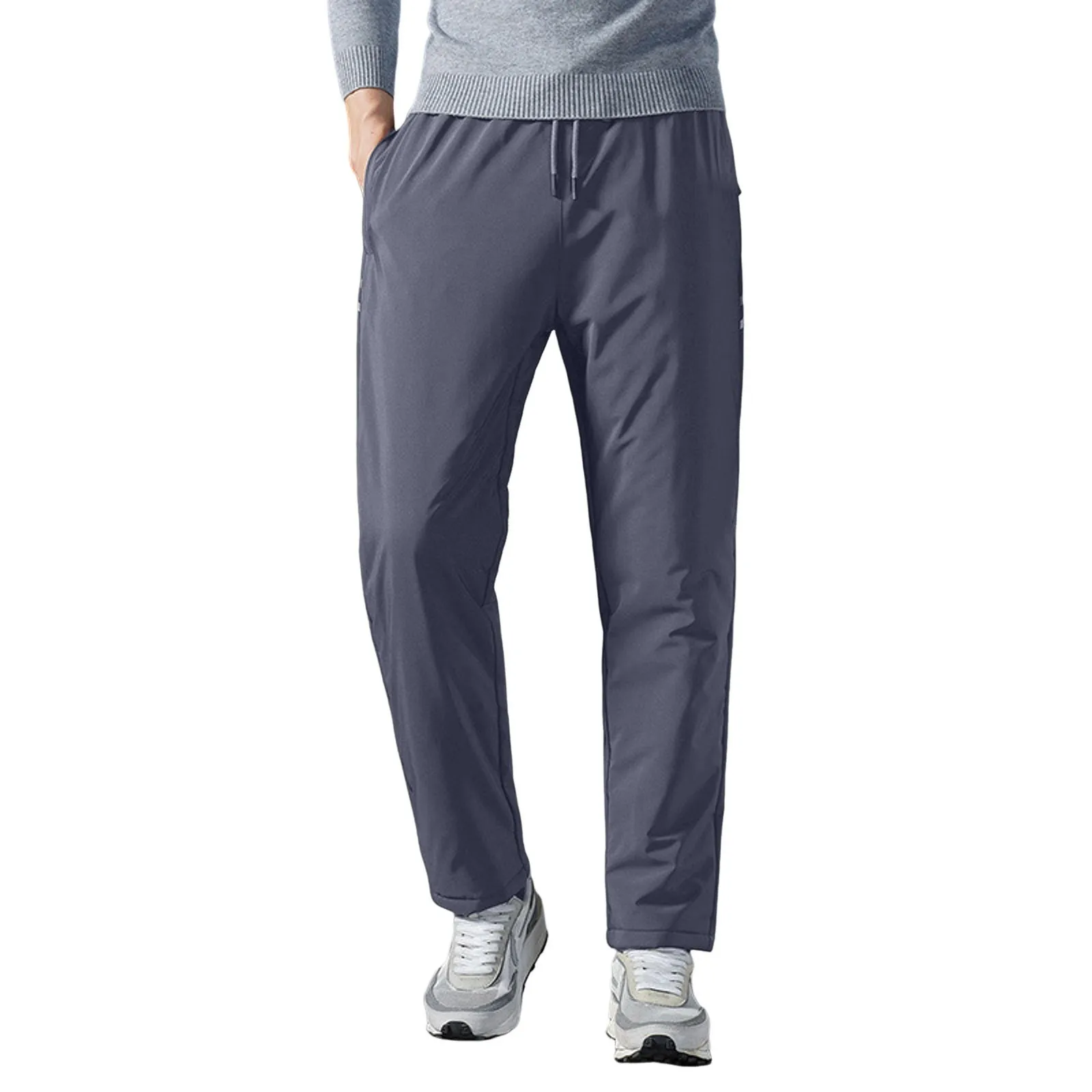 Pantaloni in pile casual da uomo 2024 Nuovo autunno e inverno Solido allentato spesso Pantaloni sportivi taglie forti Pantaloni semplici a gamba dritta per uomo