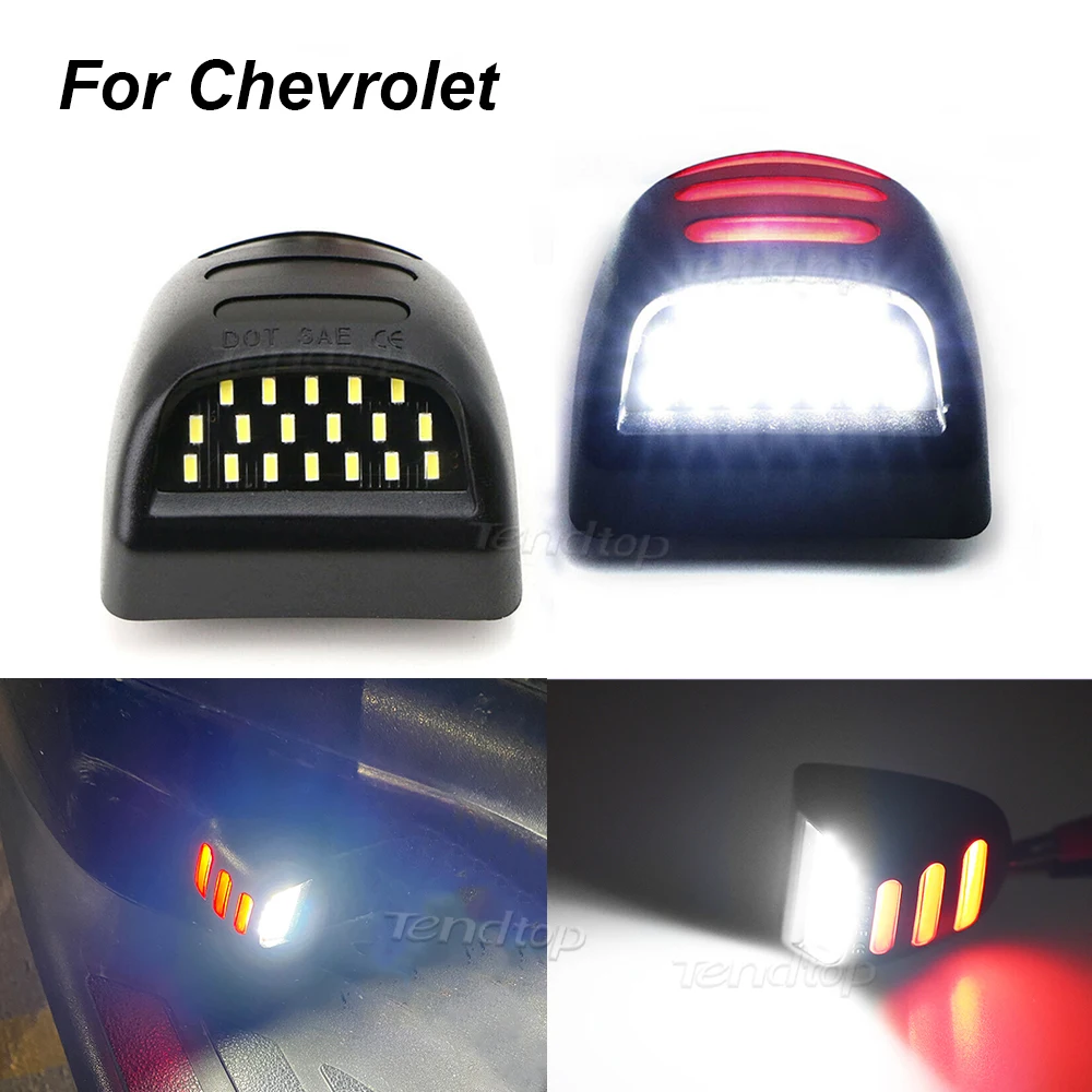 2Pcs Red White LED License Number Plate Light Lamp No Error For Chevrolet Silverado Avalanche Traverse Tahoe Suburban Auto Luces