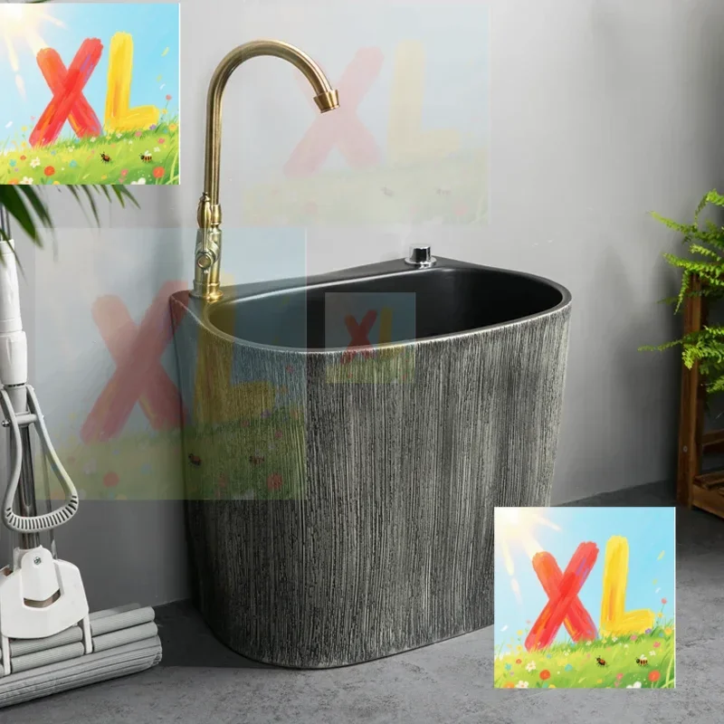 

Nordic black and gray mop balcony household retro mop poolmol rom outdoor courtyard integrated washing mo