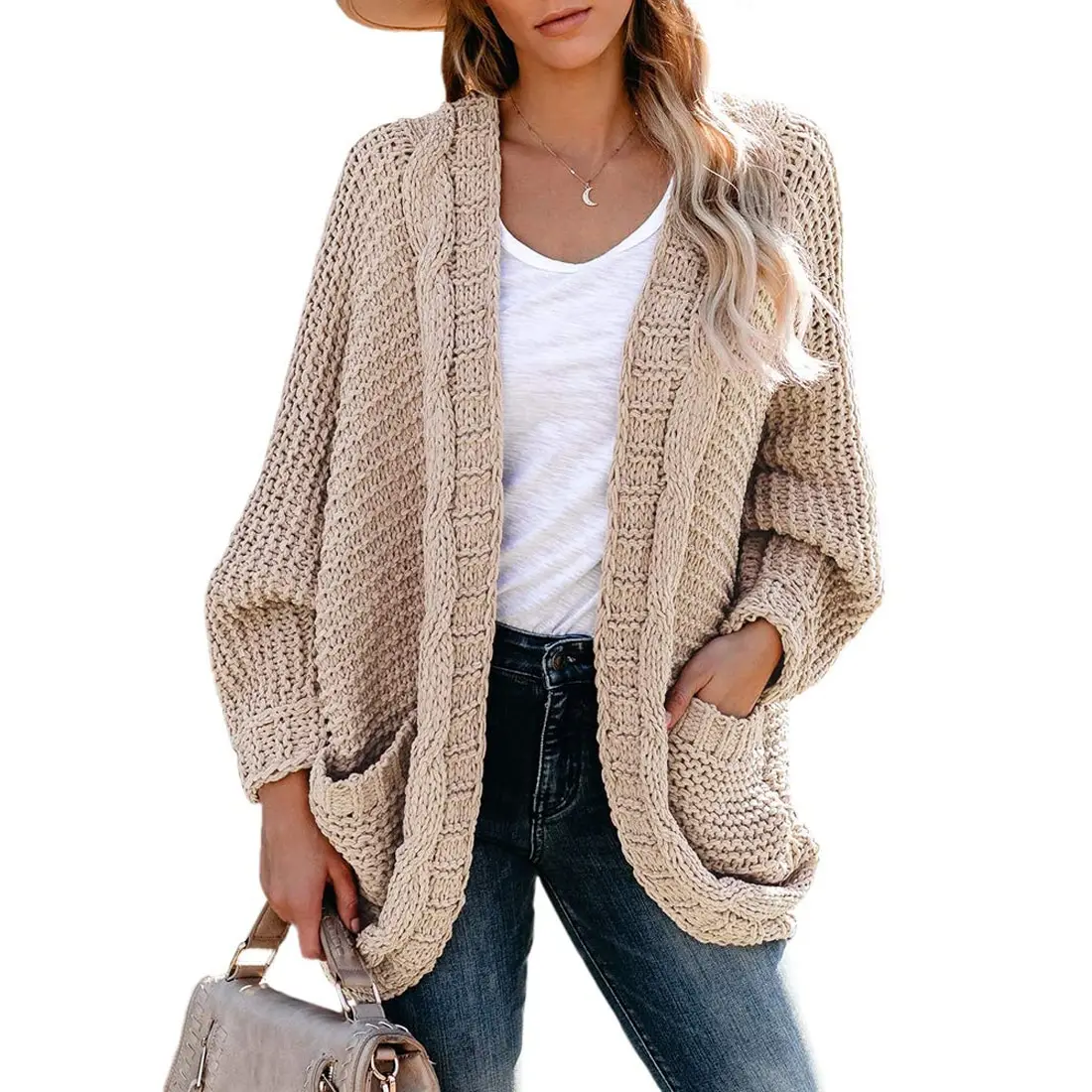 

Knit Sweater Women's Autumn and Winter 2024 Women's Casual Long-sleeved Solid Color Cardigan Knitted Sweater Warm Clothes