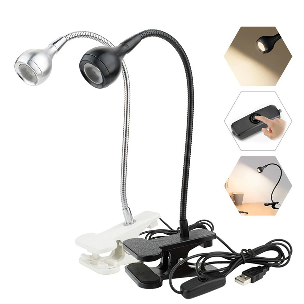 Lampa USB Power Lamp Reading Book Light z uchwytem Elastyczna lampa stołowa Lampki do czytania Lampki nocne Dekoracja sypialni Lampka nocna