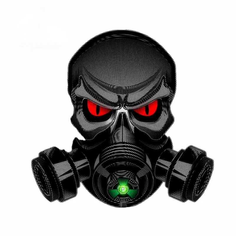 Cool for Skull with Gas Mask Trunk Driver Waterproof Laptop Windows Car Stickers Cartoon Decal VAN Graphics13cm X 12.7cm