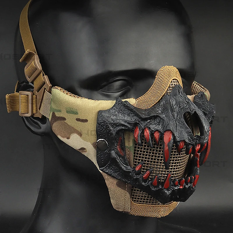 Airsoft meia máscara facial paintball tático malha de aço máscaras de proteção esportes ao ar livre cosplay máscara facial respirável para homens