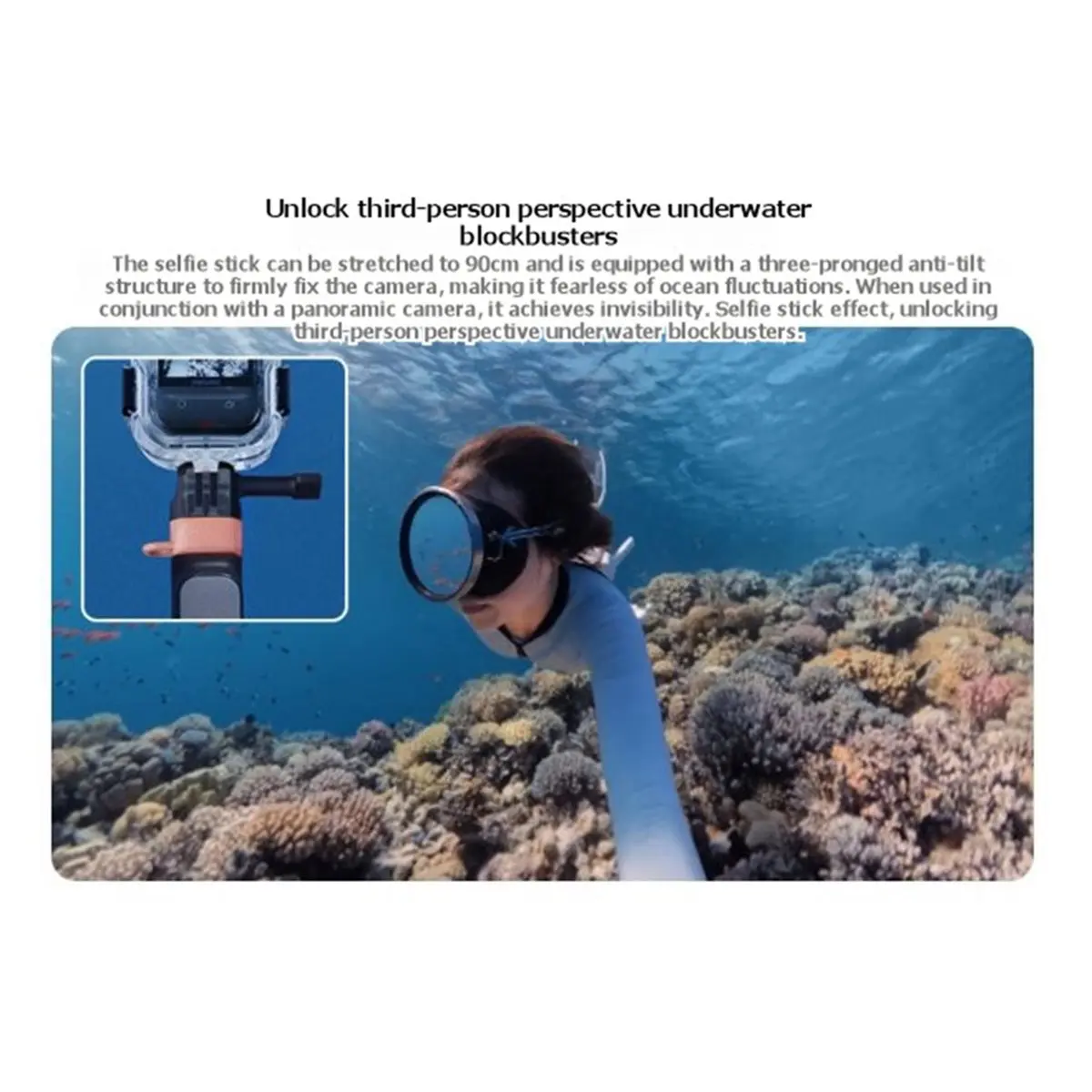 Underwater Selfie Stick with Remote for X6,X4 Air,X5, 60m Waterproof 88cm Selfie Stick