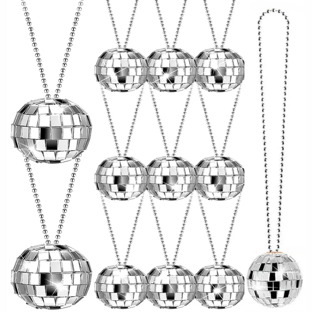 

10 Pcs Mirror Disco Ball Costume Necklaces 70s 80s 90s Disco Necklaces Photo Booth Stage Props Disco Christmas Party Home Decor