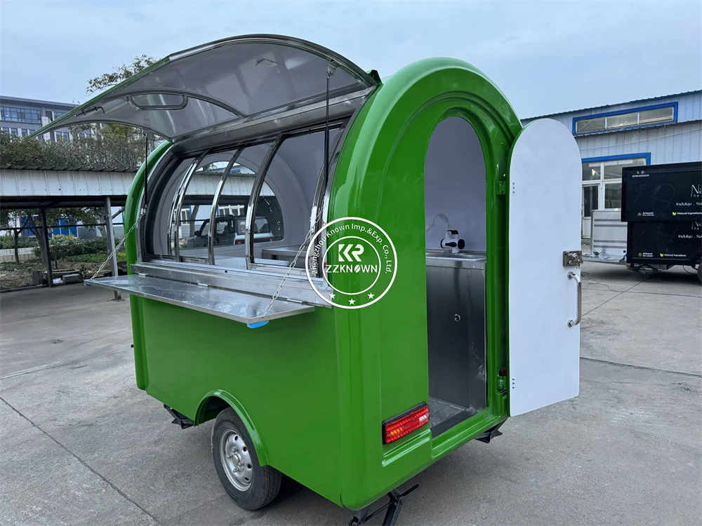 DOT CE Concessione Carrello per alimenti Cucina mobile Carrello per gelato completamente attrezzato Chiosco per snack per caffè all'aperto Rimorchio per cibo di strada