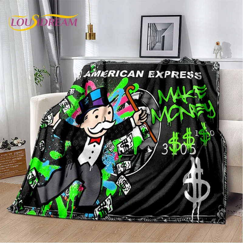 Games Dollar Monopoly Cartoon Money Soft Blankets,Keep Warm Throw Blanket Comfortable Blanket for Picnic Beds Sofa Home Bedroom