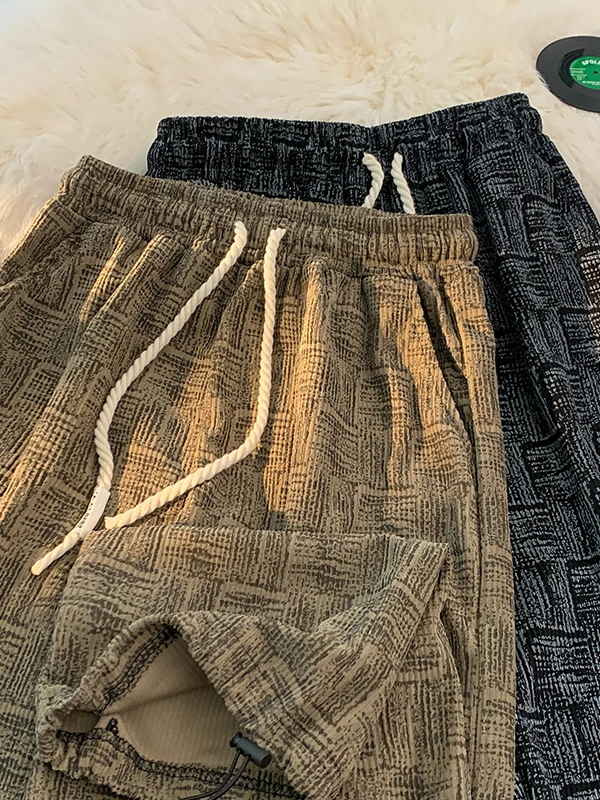 

Повседневные брюки в клетку с принтом, мужские осенние модные брендовые американские свободные вельветовые широкие брюки Spor, свободная посадка в стиле ретро, молодежная одежда