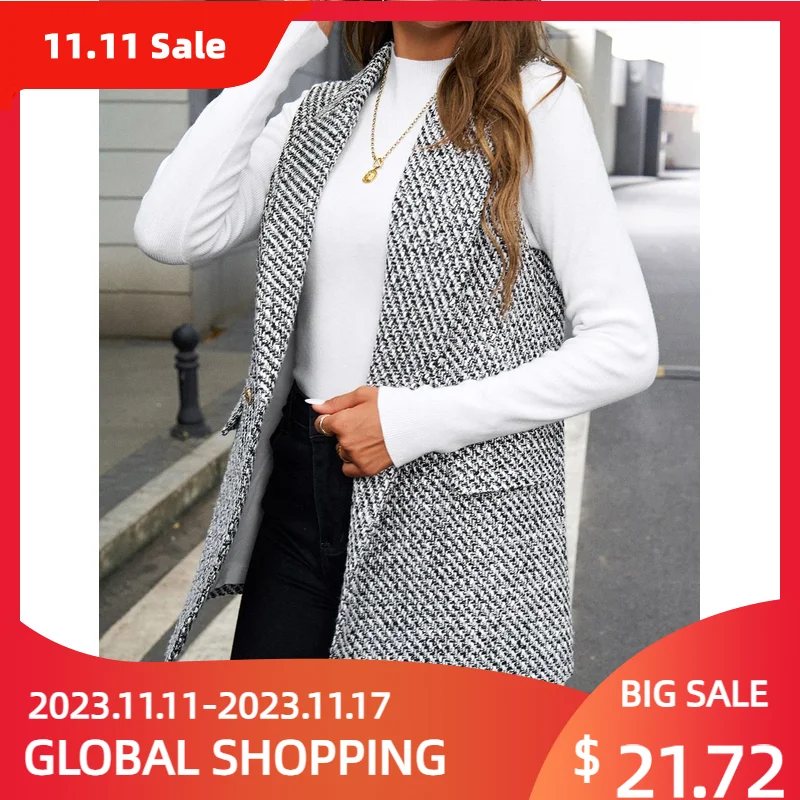 Women  Fashion Luxury Vintage Plaid  Mesh Patchwork Vest Jackets Elegant Chic V Neck Slim Elegant Commuting Sleeveless Waistcoat