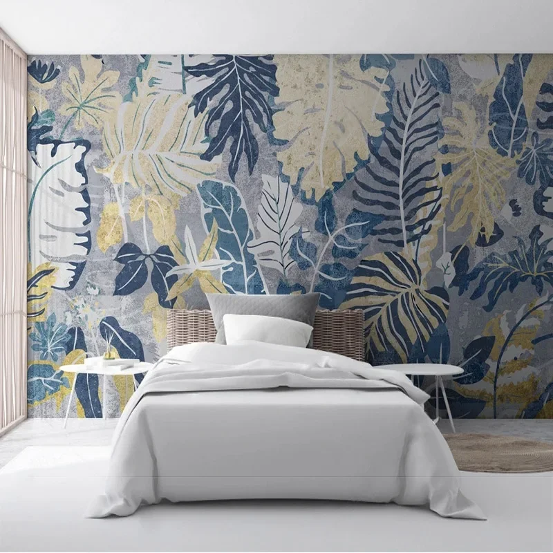 Custom Mural 3D Wallpaper Modern Light Luxury Tropical Plant Leaves TV Background Wall Mural  Painting Papel De Parede Tapety