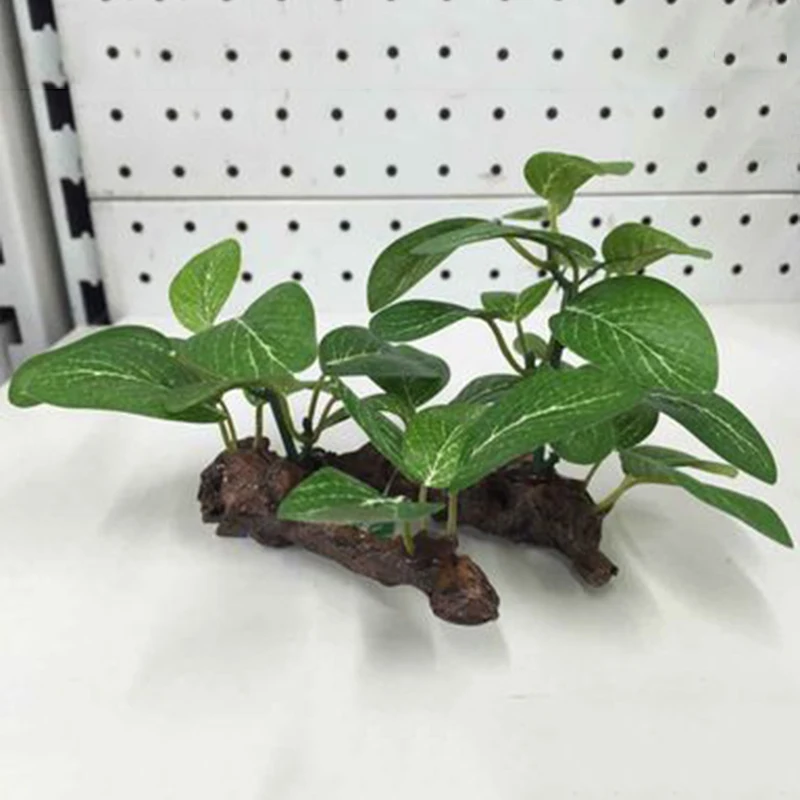 Realistic Aquarium Artificial Plant with Wood Ornament Decoration for Fish Tank Enhance the Beauty of Your Aquarium