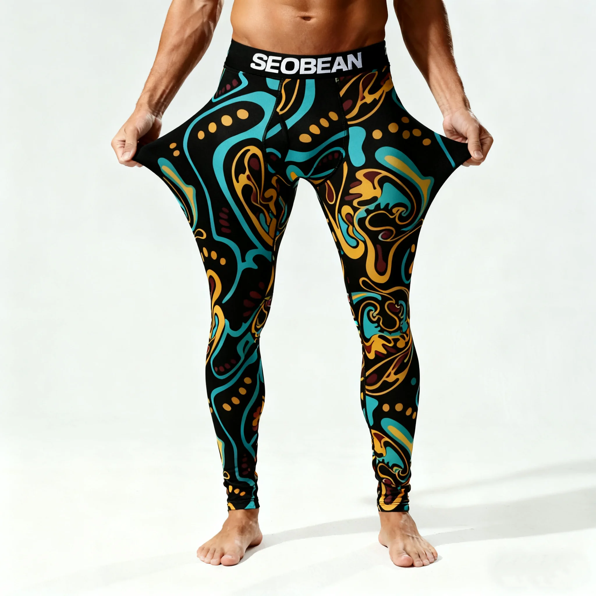 

Men's Printed Compression Pants Tights High Elasticity Leggings for Basketball Gym Workout Sports Base Layer