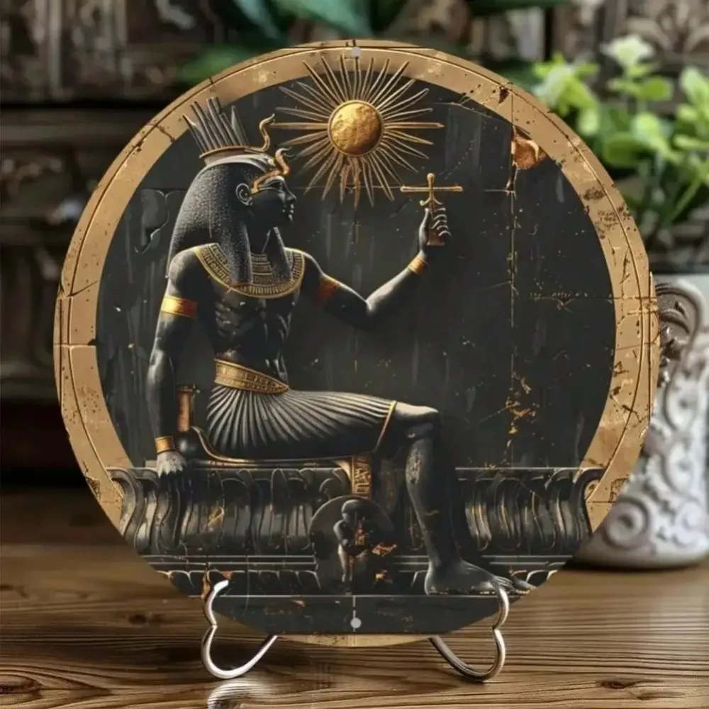 فن جدار معدني من الفرعون المصري - منحوتة بسيطة لديكور باب المكتب والمنزل