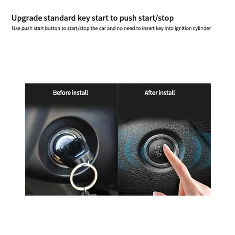 이지가드 PKE 키리스 엔트리 범용 자동차 알람, 자동 시작 푸시 스타트 단추, NFC 스마트폰 앱 잠금 해제, 도요타 스타일 키