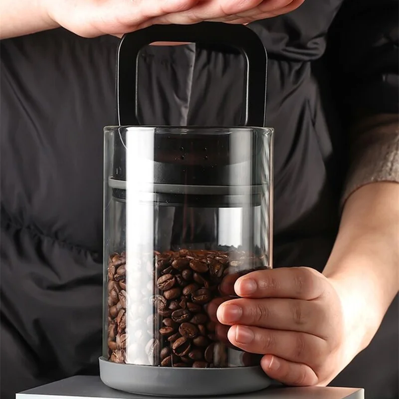 Coffee Beans Vacuum Sealed Tank Transparent Glass Food Storage Jars Household Moisture-proof Air Extraction Airtight Container view 4