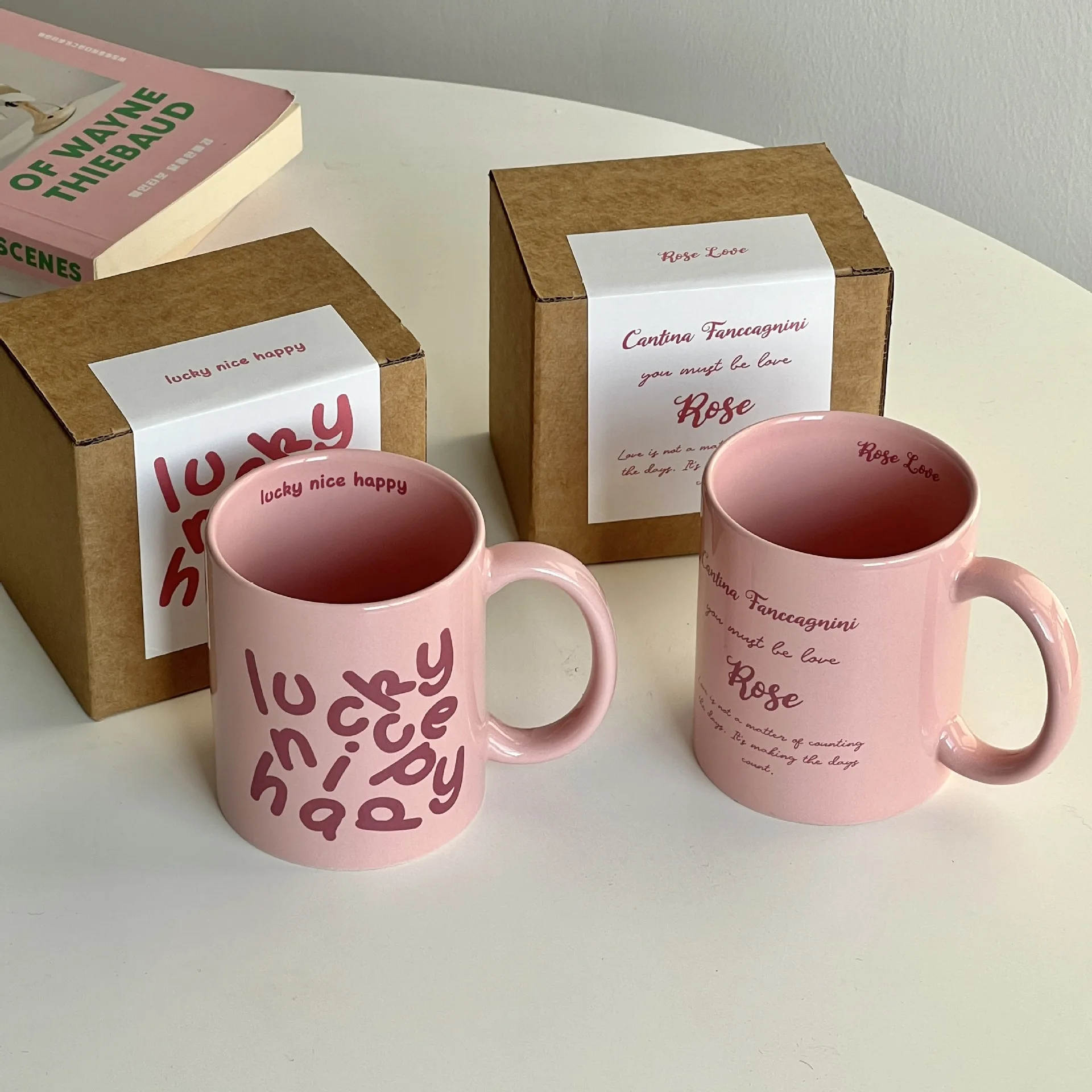 350ml Yellow Romantic Ceramic Mug Personality Style Luck Rose English Gift Box Breakfast Coffee Milk Water Cup