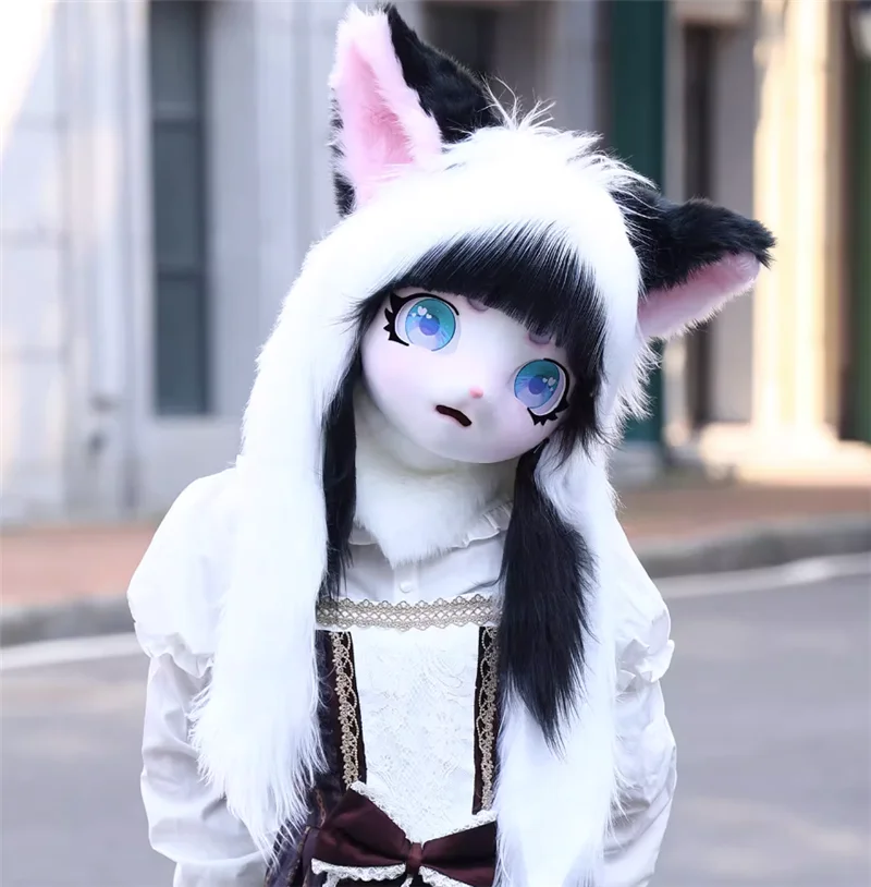 ชุดคอสเพลย์ขนฟูน่ารัก ชุดหูฟังคอสเพลย์ขนสัตว์ ชุดตุ๊กตากระต่าย ชุดอุ้งเท้าสัตว์ ฐานหัวสัตว์ หน้ากากคิก ชุดคอสเพลย์ขนสัตว์ อุปกรณ์เสริมชุดคอสเพลย์ขนสัตว์