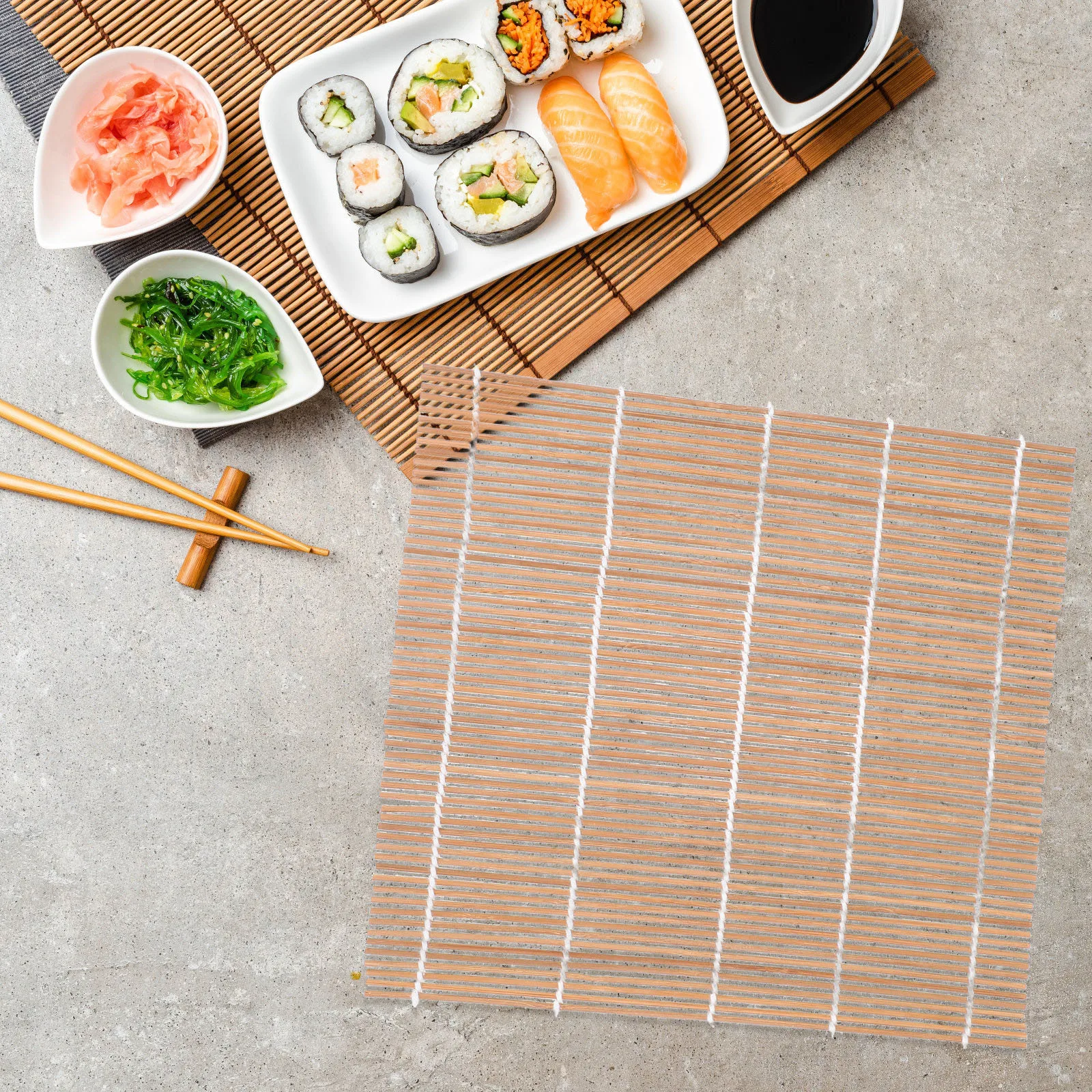 

2pcs 24Cm Bamboo Rolling Mat Japanese Tool Mat For Family Gatherings Accessories Bamboo