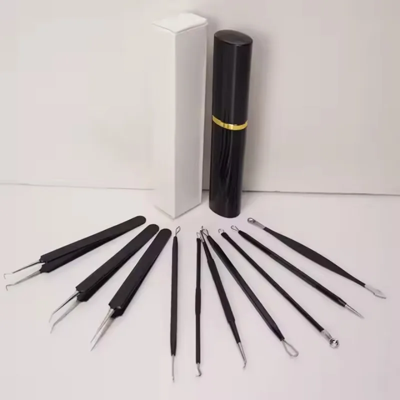 10 Stück professioneller Mitesser-Entferner, Komedonen-Extraktor zur einfachen Entfernung von Pickeln, Mitessern, Zit-Entfernung, Gesichts- und Nasen