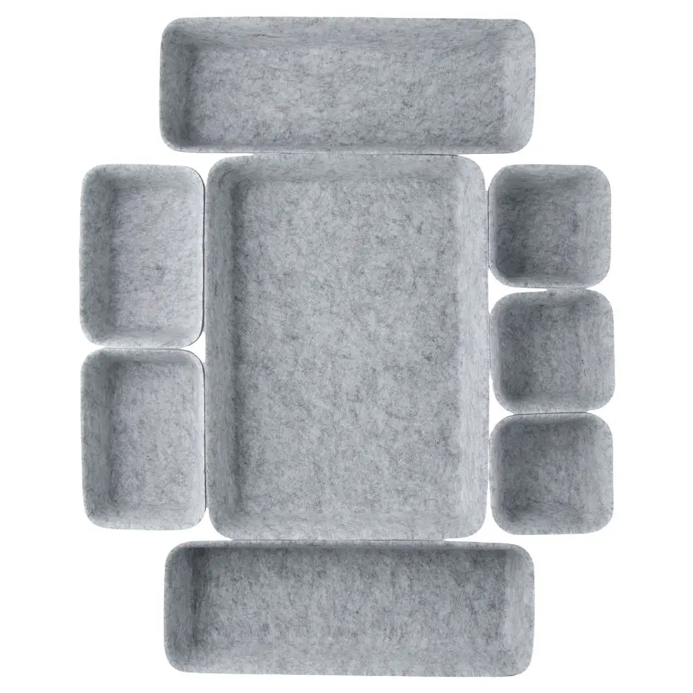 Boîte de Rangement Portable en Feutre, Accessoire de Rangement Gris, 8 Pièces