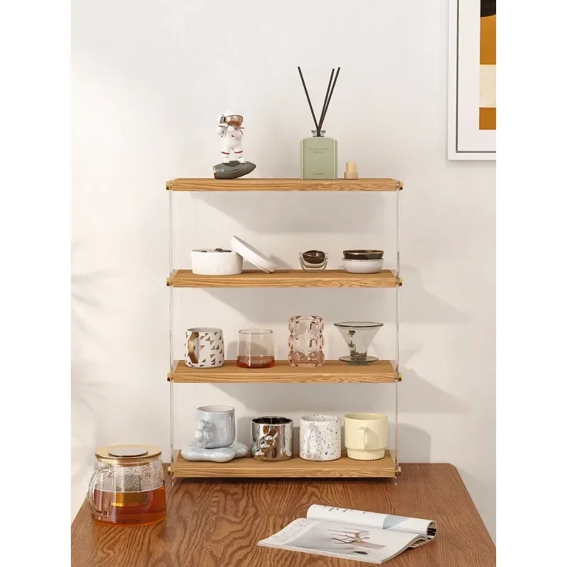 Mei's hanging shelf acrylic living room desktop decorative water glass cosmetic shelf creative storage partition multilayer