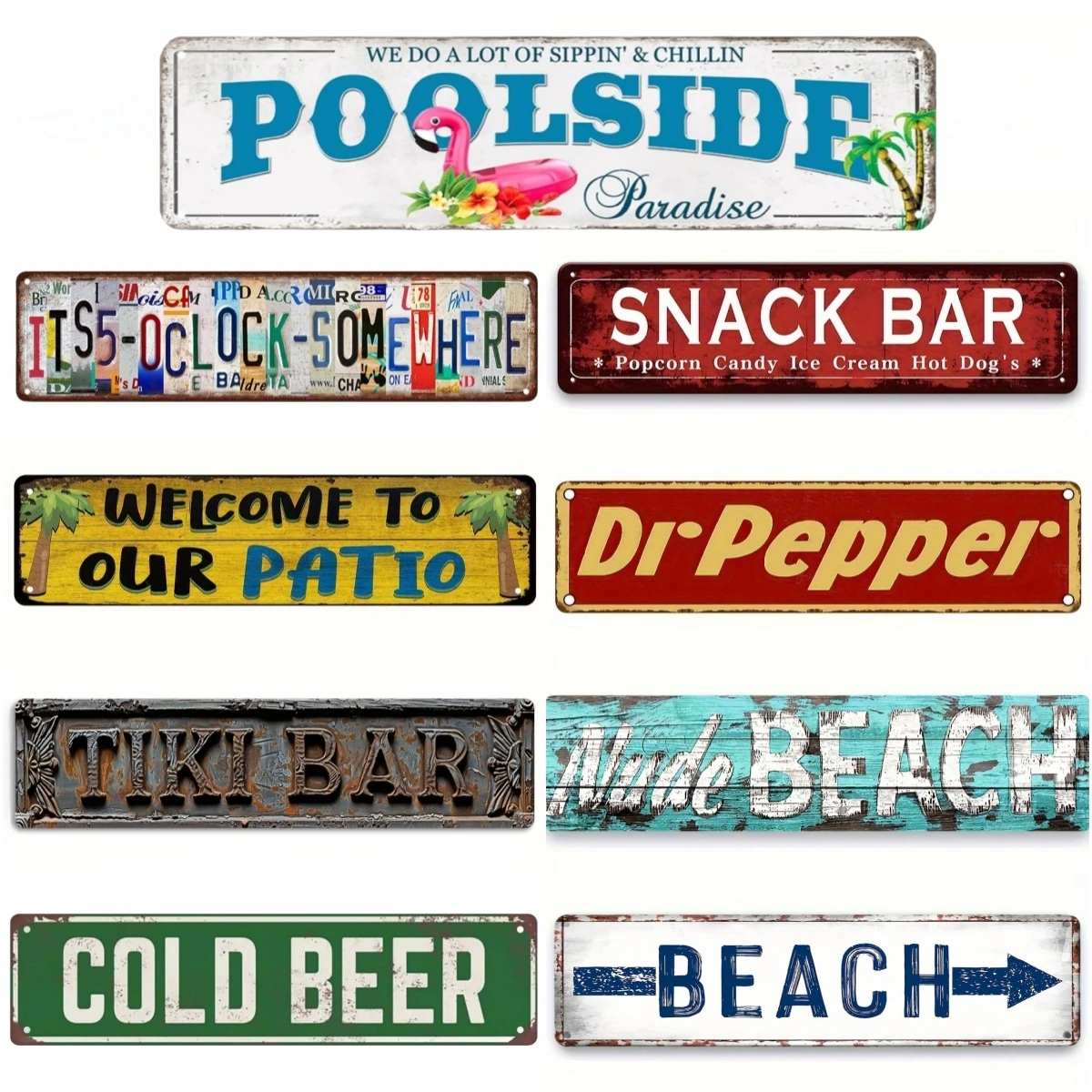 Vintage Funny Beach Tiki Bar Beer Metal Aluminium Signs Retro Signs For Bar Club Man Cave Home Kitchen Wall Art Decor