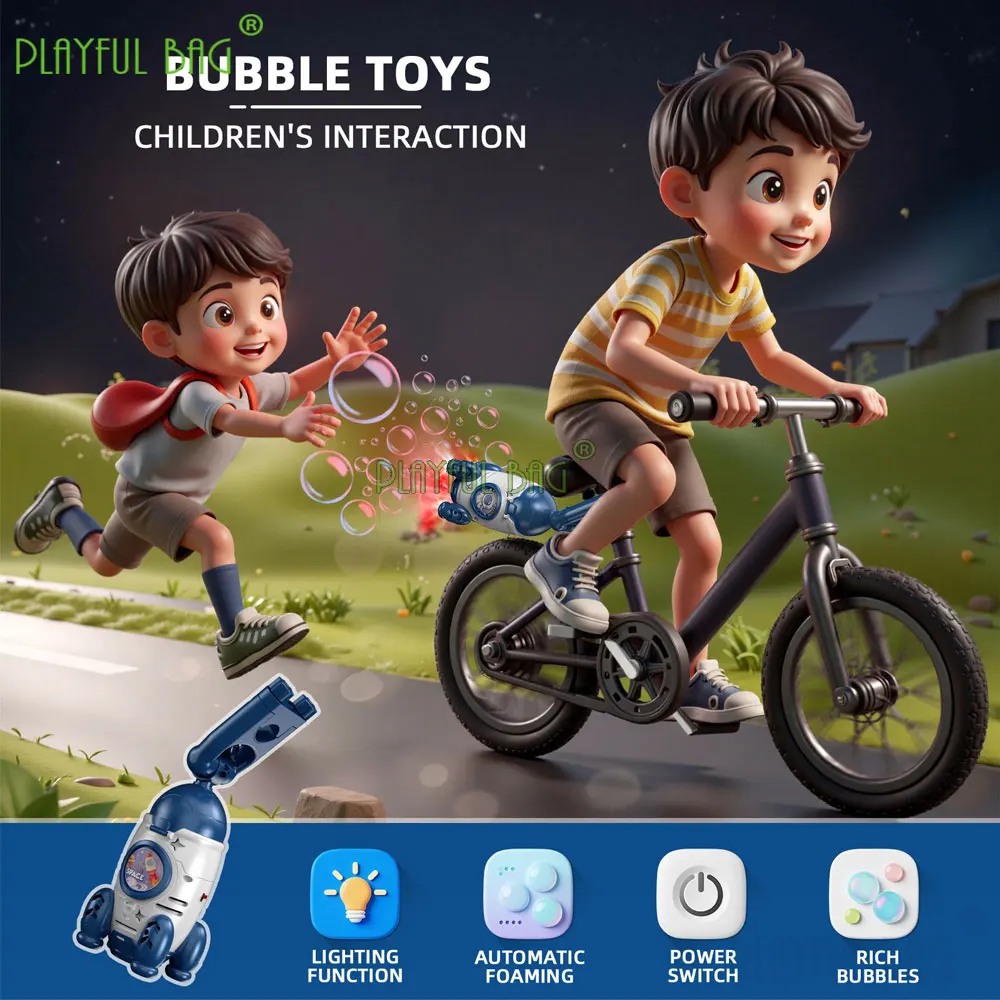 آلة فقاعة الصواريخ منفاخ كهربائي أوتوماتيكي مع أضواء LED منفاخ فقاعات للدراجات النارية والدراجة الذيل جبل لعبة هدية VG245 #4