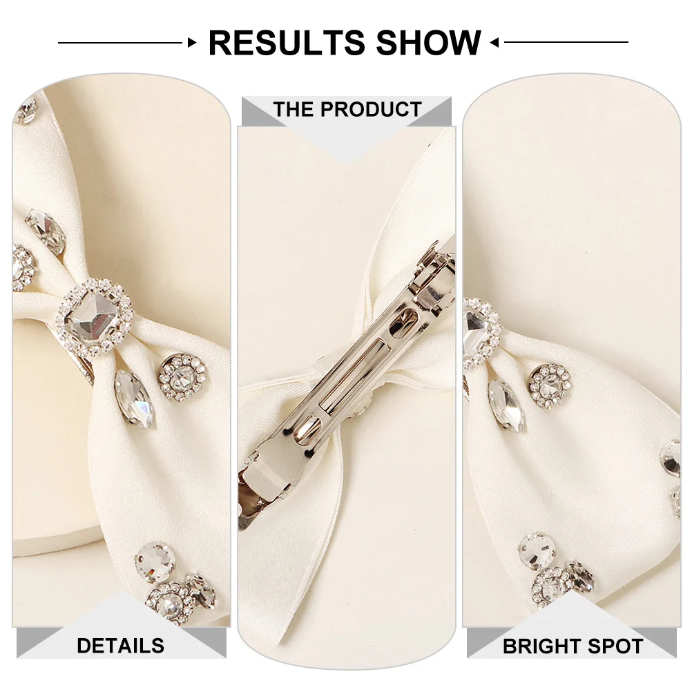 

Bow Hair Barrettes Rhinestone Clips Stylish Headdress Wedding Gathering Hairstyle Decor Practical Durable Gift