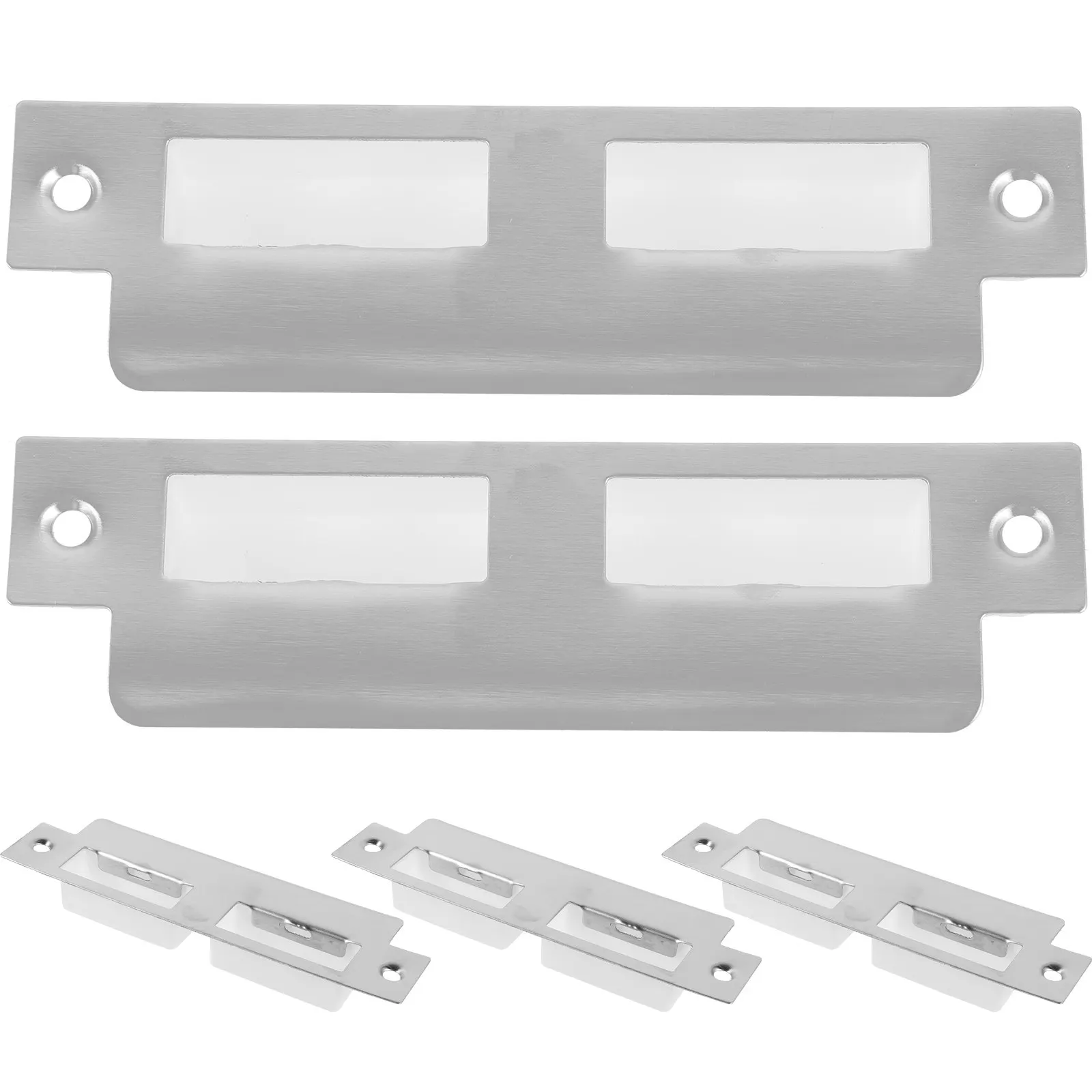 

5Pcs Door Strike Plates Stainless Steel Adjustable Deadbolt Cover Plate Security Reinforcement Kit for Interior Doors Repair